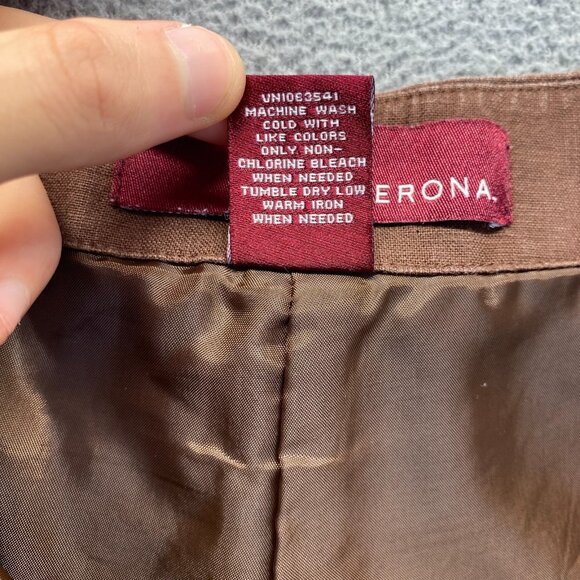 Merona Wide Leg Dress Pants,Lined Women's Size 14 Brown Pants,100% Linen - Picture 3 of 9